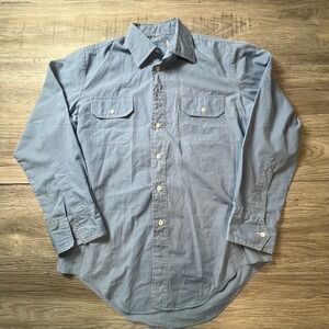 Unbranded Chambray Work Shirt Mens Medium Light Blue Long Sleeve Utility Button